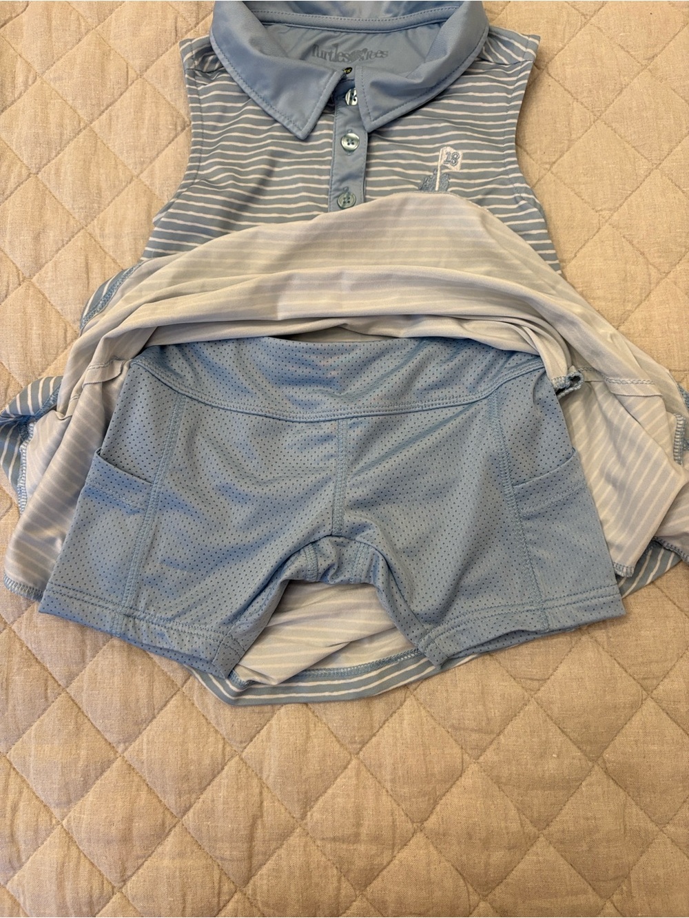 Girls' Light Blue Striped Golf Dress - Picture 4 of 5